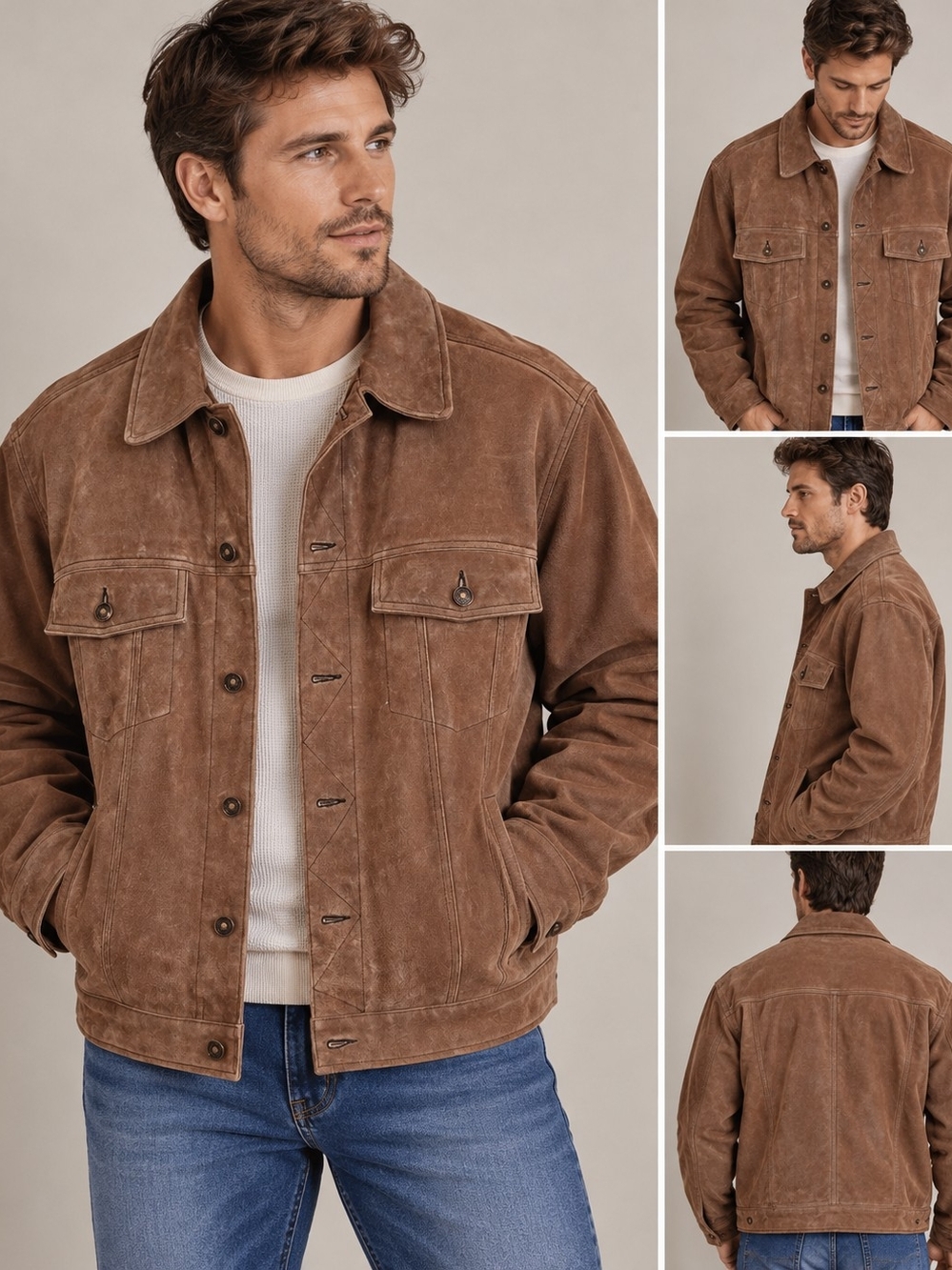 Route 66 Men's Brown Suede Bomber-Style Jacket
